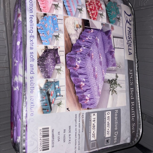 Purple 3PCS Bed Ruffle Set - Picture 3 of 4